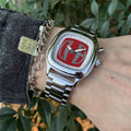 Sleek Square Red Quartz Watch