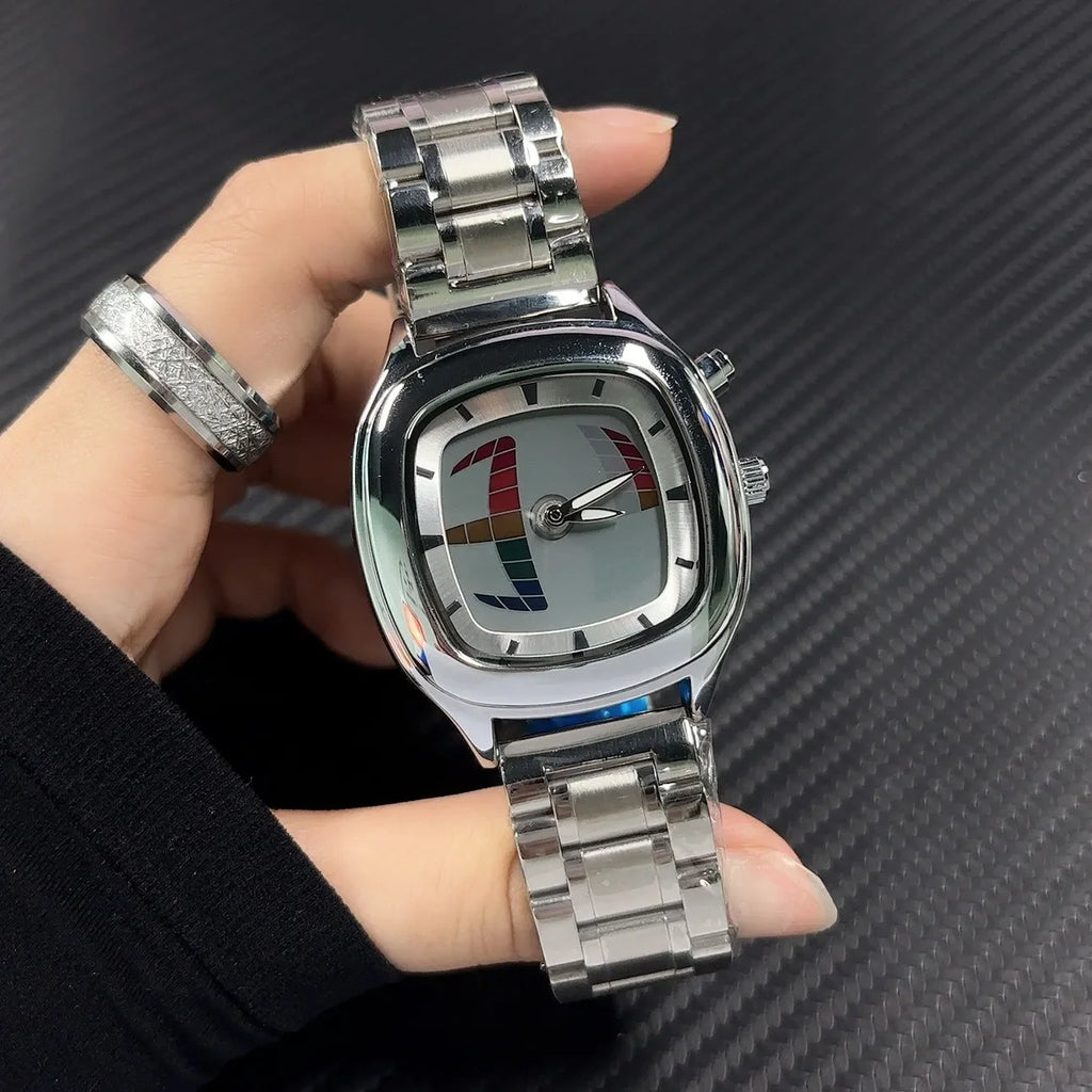 Sleek Square Red Quartz Watch